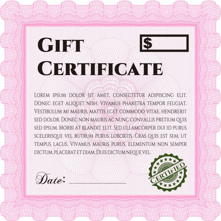 Gift certificate template. Border, frame.Nice design. With quality background. 