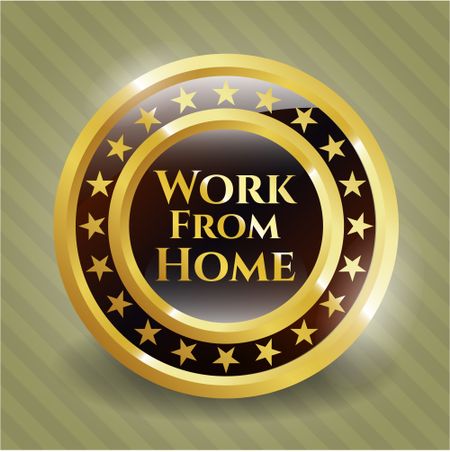 Work From Home gold emblem or badge