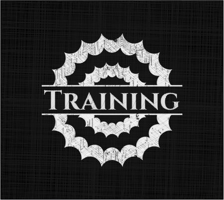Training chalkboard emblem on black board