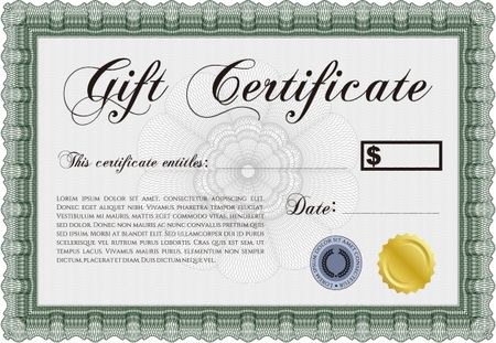 Vector Gift Certificate template. Customizable, Easy to edit and change colors.Excellent complex design. With great quality guilloche pattern. 
