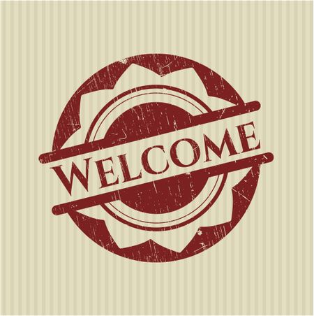 Welcome rubber stamp with grunge texture