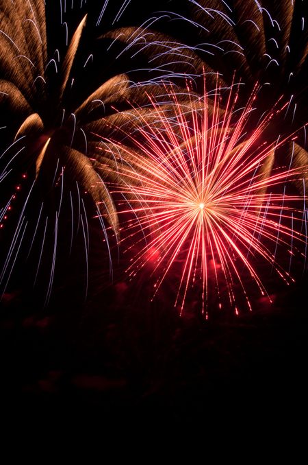 Various fireworks effects with copy space