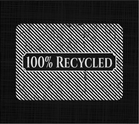 100% Recycled chalkboard emblem written on a blackboard