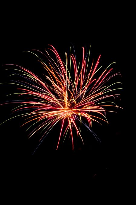 Multicolored bursts of fireworks