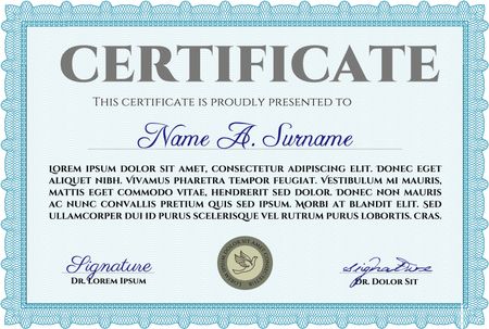 Certificate template. Superior design. Complex background. Frame certificate template Vector.