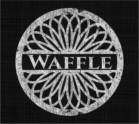 Waffle chalkboard emblem on black board