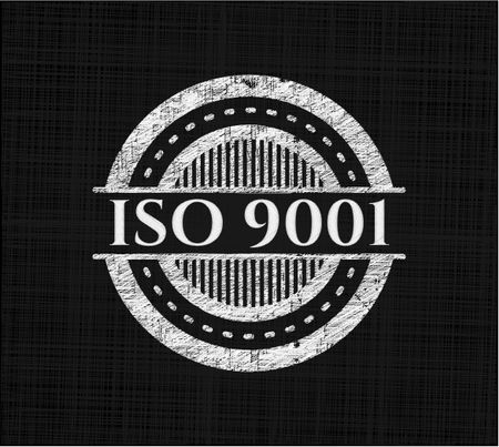ISO 9001 written with chalkboard texture