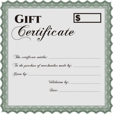 Gift certificate template. Customizable, Easy to edit and change colors.With linear background. Elegant design.