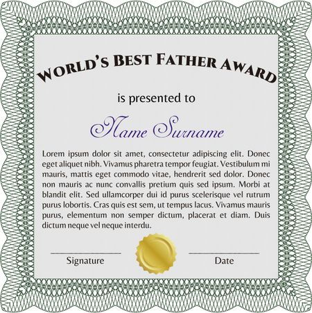 Best Dad Award Template. Customizable, Easy to edit and change colors.With great quality guilloche pattern. Good design. 