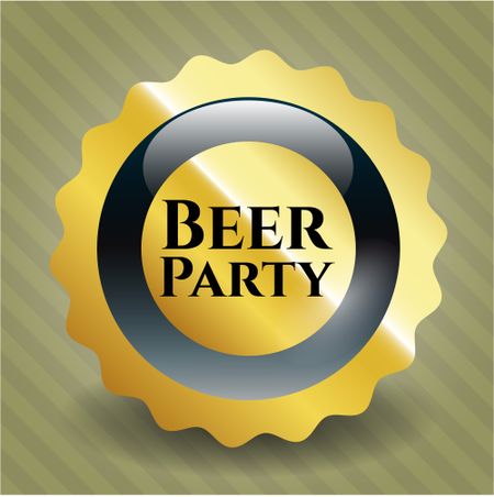 Beer Party gold shiny badge