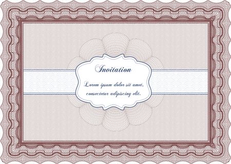Retro vintage invitation. With guilloche pattern and background. Customizable, Easy to edit and change colors.Retro design. 