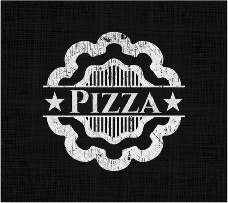 Pizza chalkboard emblem on black board