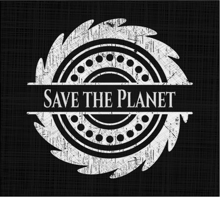 Save the Planet chalkboard emblem