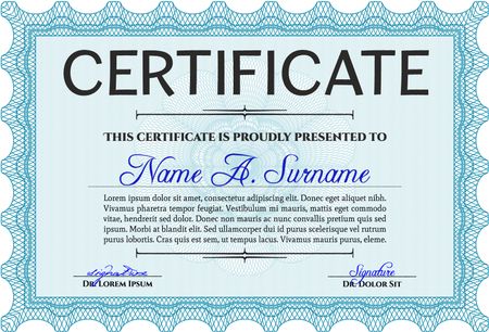 Certificate. With linear background. Excellent design. Border, frame.