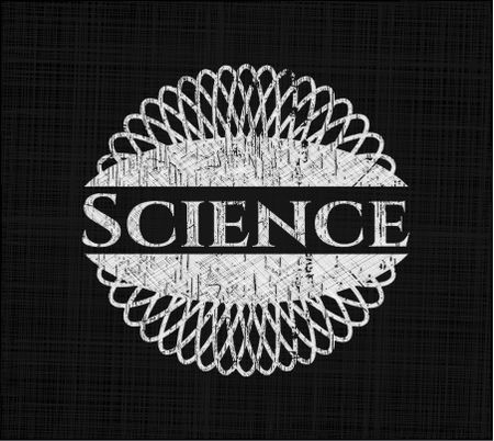 Science chalk emblem written on a blackboard