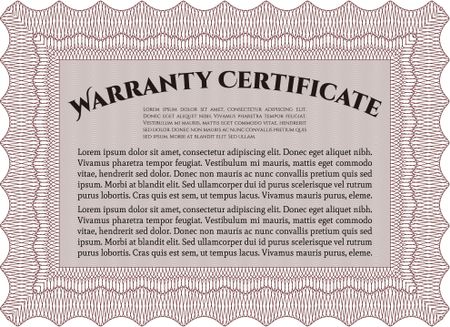 Warranty Certificate template. With complex background. Very Detailed. Complex design.