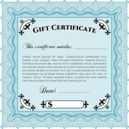 Formal Gift Certificate. Easy to print. Detailed.Excellent complex design. 