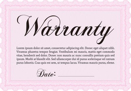 Sample Warranty. With background. Complex border. Perfect style.