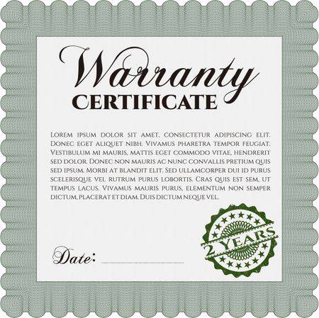 Template Warranty certificate. Vector illustration. Complex design. Easy to print. 