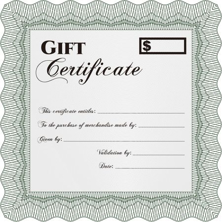 Gift certificate template. With complex linear background. Customizable, Easy to edit and change colors.Sophisticated design. 