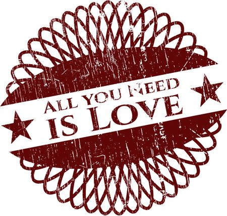 All you Need is Love rubber stamp with grunge texture