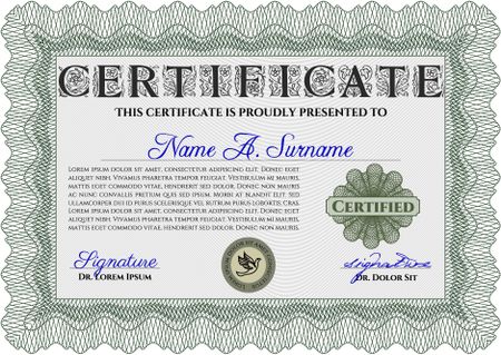 Certificate template. Diploma of completion.Complex background. Retro design. 