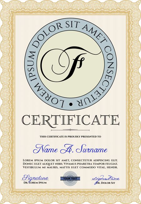 Certificate template. Border, frame.Artistry design. With complex linear background. 