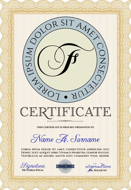 Certificate template. Border, frame.Artistry design. With complex linear background.