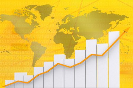 Business graphic showing growth over a yellow background