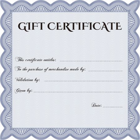 Formal Gift Certificate template. With linear background. Customizable, Easy to edit and change colors.Excellent design. 