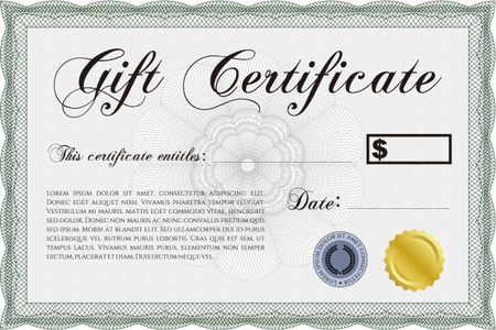 Retro Gift Certificate. Lovely design. With linear background. Border, frame.