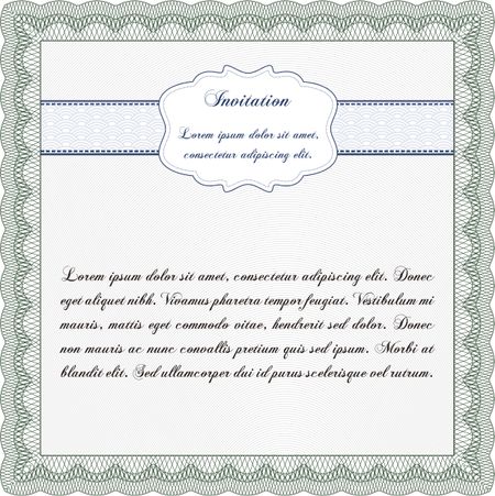 Formal invitation template. Customizable, Easy to edit and change colors.Nice design. With great quality guilloche pattern. 