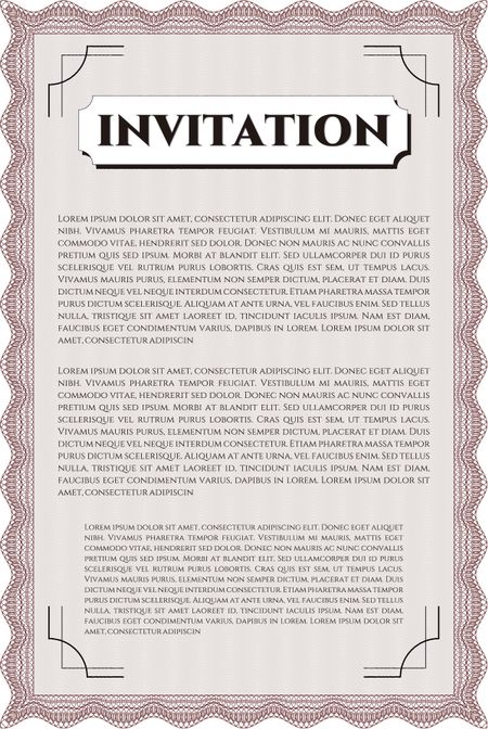 Vintage invitation. Elegant design. Vector illustration.Complex background. 