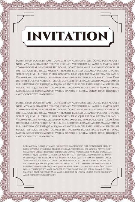 Vintage invitation. Elegant design. Vector illustration.Complex background.