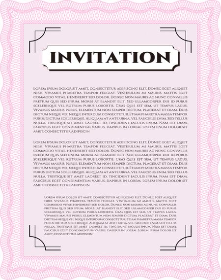 Vintage invitation template. Customizable, Easy to edit and change colors.With complex linear background. Cordial design. 