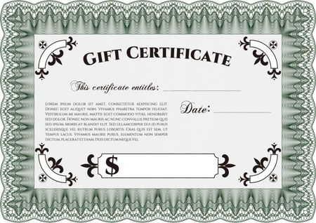 Gift certificate. With great quality guilloche pattern. Vector illustration.Superior design. 