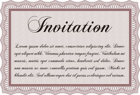 Formal invitation template. Printer friendly. Border, frame.Nice design. 
