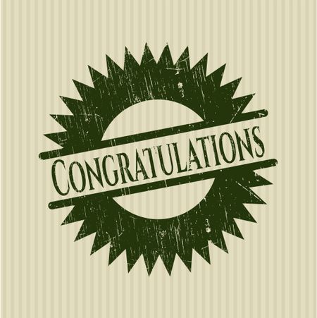 Congratulations rubber stamp with grunge texture