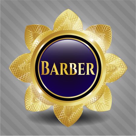 Barber gold badge or emblem