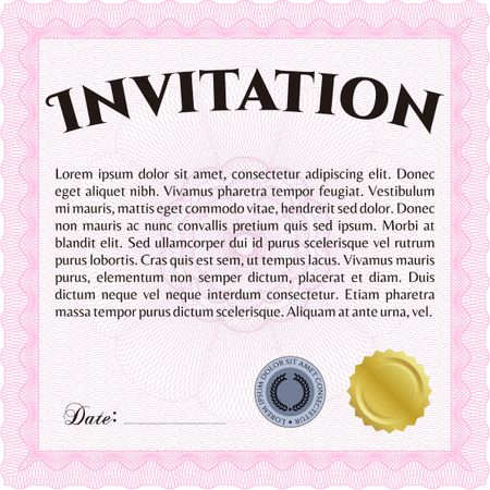 Formal invitation template. Nice design. With complex linear background. Detailed.