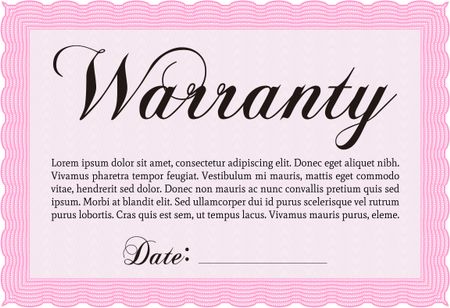 Sample Warranty template. Perfect style. With sample text. With background. 