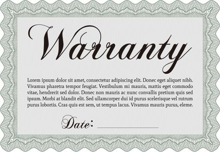 Warranty template. With complex background. Complex border. Very Customizable. 