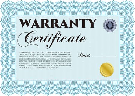Warranty template. With background. Retro design. With sample text. 