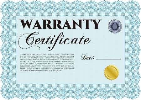 Warranty template. With background. Retro design. With sample text.