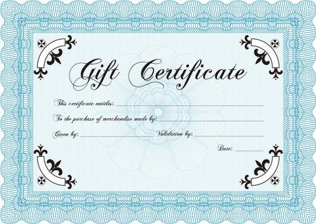 Retro Gift Certificate template. Artistry design. Printer friendly. Vector illustration.