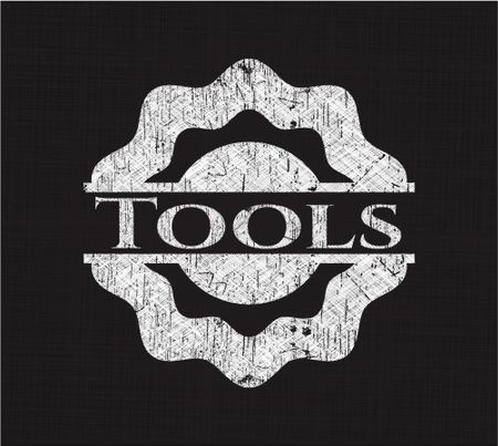 Tools chalk emblem, retro style, chalk or chalkboard texture