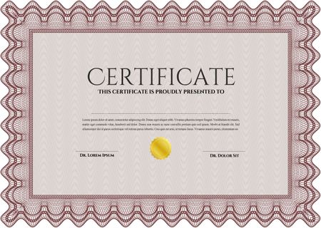 Red Sample Certificate. Vector pattern that is used in money and certificate. With quality background. Artistry design. 