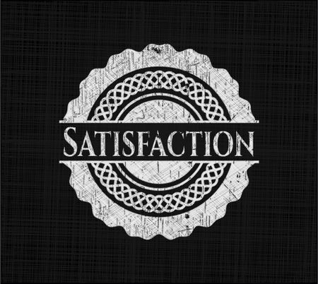 Satisfaction chalkboard emblem on black board