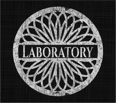 Laboratory chalk emblem written on a blackboard