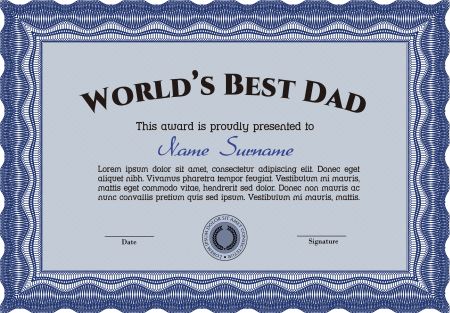 Best Dad Award. Customizable, Easy to edit and change colors.With linear background. Elegant design. 